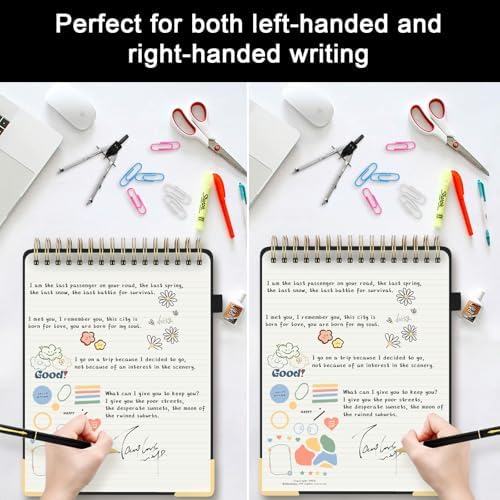 A4 Top Spiral Notebook, Tree Pattern Large Leather Hardcover Left Handed Journal, 240 Pages 100 Gsm Lined Paper Top Bound Steno Pads for Work, School, Travel Writing - Black, 8.5" x 11"