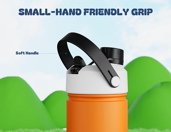 12 oz Kids Insulated Water Bottle: 2-in-1 Straw Spout Lid, Leakproof, BPA-Free, Keep Cold 24H, Car Cupholder Friendly, Small Stainless Steel Cup for School, Outdoor, Birthday Gift (Sunny Puppy)