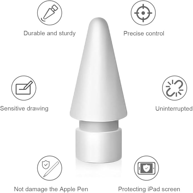 SIXFU Replacement Tips for Apple Pencil 2nd Generation/ 1st Generation Tips, iPencil Nibs Accessories for iPad Pro Pencil 2/1 Gen(4 Pack)