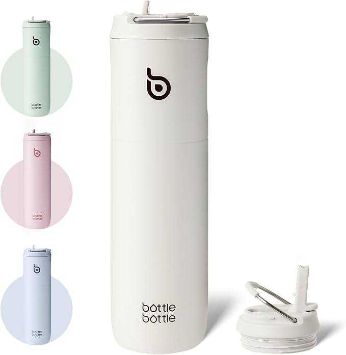 BOTTLE BOTTLE Insulated Water Bottle 24oz with Straw Lid and Handle Sports | for Travel Gym school,Stainless Steel Water Bottles,Double-Wall,Vacuum Metal,Leak Proof,BPA-Free