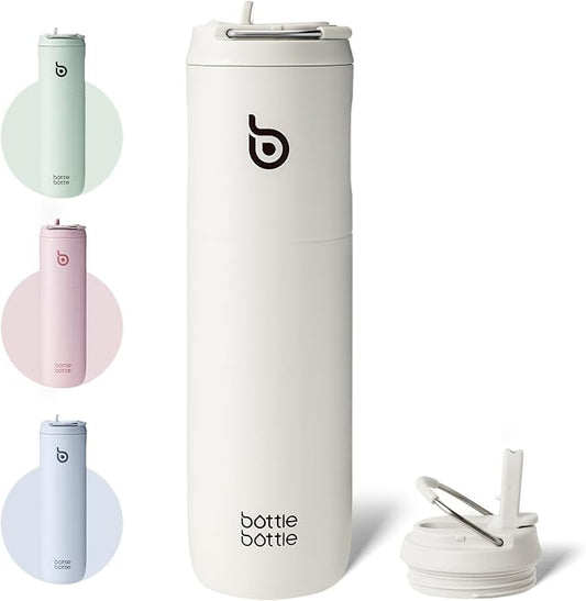 BOTTLE BOTTLE Insulated Water Bottle 24oz with Straw Lid and Handle Sports | for Travel Gym school,Stainless Steel Water Bottles,Double-Wall,Vacuum Metal,Leak Proof,BPA-Free