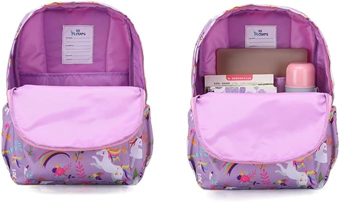 KK CRAFTS Preschool Backpack Kindergarten Little Kids Toddler Elementary School Backpacks for Boys and Girls with Chest Strap(17Inch, Purple Unicorn)