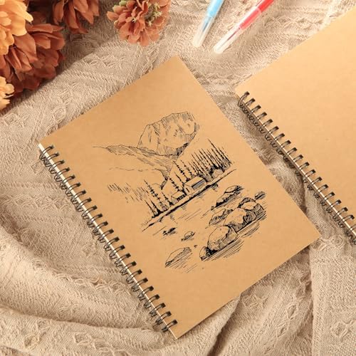 MIVIDE 24 Pack A5 Bulk Spiral Notebooks with Kraft Cover, 8.3 x 5.8 Inch 60 Pages Hardcover Spiral Lined Notebook Journal, Lined Travel Bulk Writing Paper Notebook for School Business Office Supplies