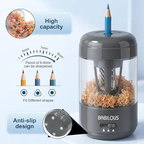 BABILOUS Electric Pencil Sharpener, Rechargeable Auto Feed & Auto Eject