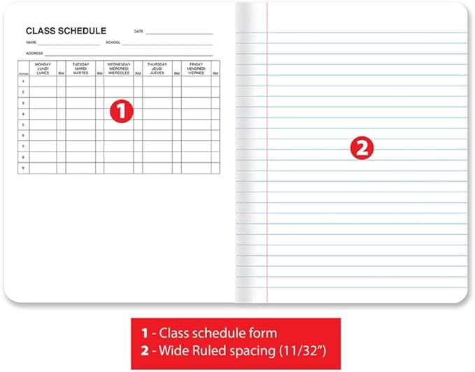Better Office Products Composition Book Notebook - Hardcover, Wide Ruled (11/32-inch), 100 Sheet, One Subject, 9.75" x 7.5", Assorted Covers: Red, Blue, Green, Purple-4 Pack