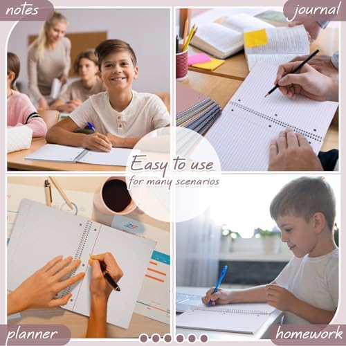 Teling 8 Pcs 1 Subject Spiral Notebook for Work College Ruled 8 x 10 1/2 Inch Spiral Journal Notebook 3 Hole Punched Paper Tear Line 70 Sheets Office School Study Supplies(Pretty Color,8 Pcs)