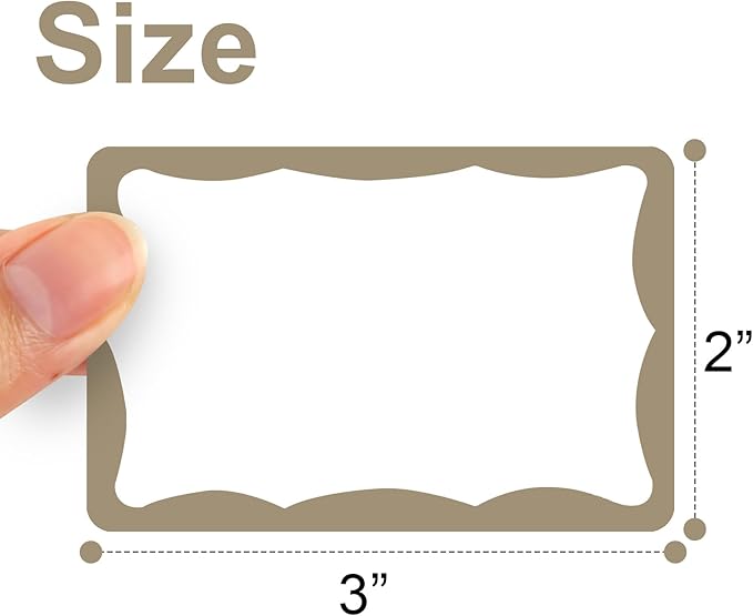 390Pcs Name Tags, 3in x 2in Name Tag Stickers, Name Tags Sticker for School Office Home（White with Brown Border）