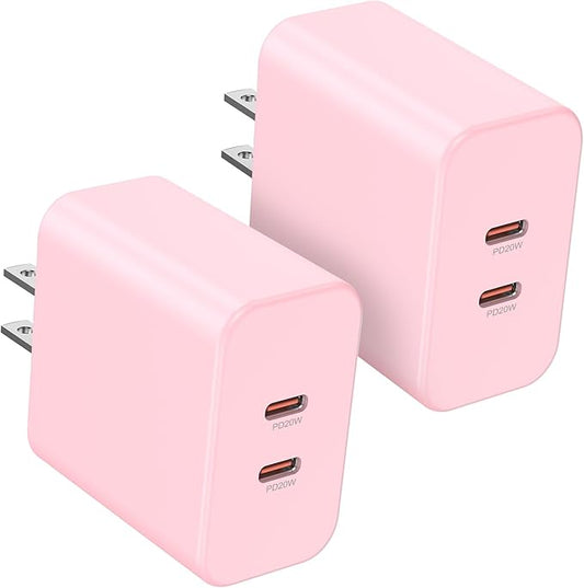 Susnwere 40W Dual USB C Charger Block,2-Port Fast USB-C Power Adapter Wall Charger Plug Type C Charging Block for Laptop Computer & Tablets/Phones iPhone 15/14/13/12/11/X, iPad,Samsung,Google 2 Pack