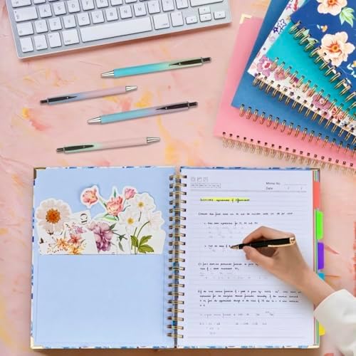 Hardcover Spiral Notebook 8.5" x 11" with Removable Dividers, 300 Pages 5 Subject College Ruled Notebook for Work with Tabs, A4 Spiral Journal for Women Men, School Students Note Taking, Blue Floral