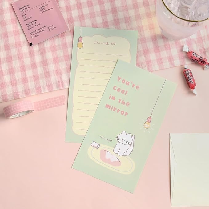Monolike Storytown Azzle Series.1 Mini Letter Paper and Envelopes Set - 8Type, 32 Letter Paper + 16 Envelopes