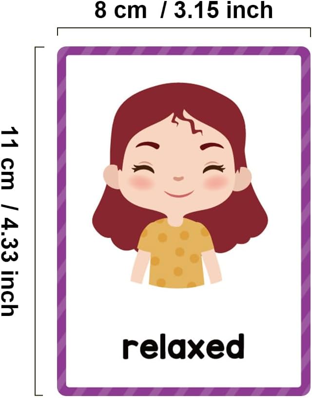 Lachilly Emotions Learning Flashcards, High Frequency Words, Beginning Reading, Kindergarten to 1st Grade, ESL Teaching Materials, Autism Learning Materials, Vocabulary Building, 15 Cards, 28 Words