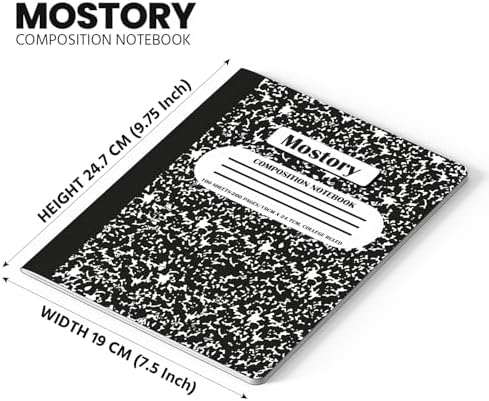 MOSTORY Pack of 5 Composition Notebook - College Ruled 200 Pages (100 Sheets), Size 7.5" x 9.75", Bulk School Supplies, Office, Bulk Notebooks for School, Writing Journal Notebook with Lined Paper