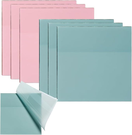 Transparent Sticky Notes,6 Pack 3x3 in，Clear Sticky Notes，Self-Adhesive Waterproof Translucent ，Clear Notes， for Bible,School, Office (Pink + Blue, 3 * 3 Inch)