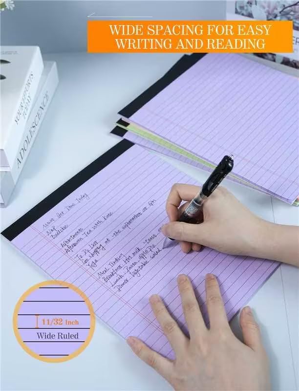 Zaviko Colored Legal Pads 8.5 x 11, 6 Pack Writing Pads 8.5 x 11, Note Pads 8.5x11 College Ruled, Easy Tear-Off Colored Note Pads, 30 Sheets/Pack, Lined Paper Pads 8-1/2 x 11 for Office Supplies