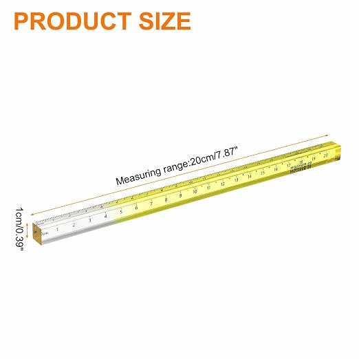 HARFINGTON Acrylic Clear Straight Rulers 20cm Metric Transparent Gradient Three-Dimensional Plastic Ruler Square Cube Measuring Tool for Classroom Office, Yellow
