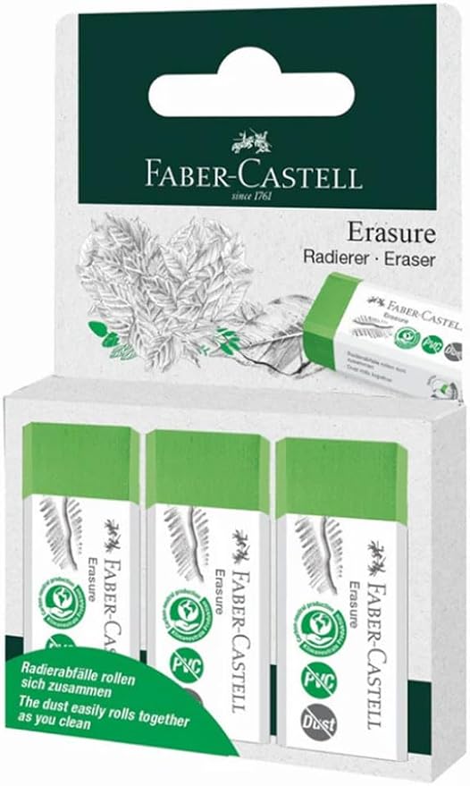 Faber-Castell PVC-Free & Dust-Free Erasers – Size 30 – Pack of 3