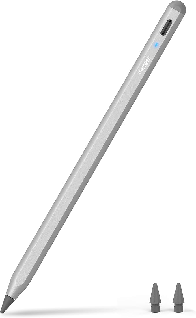 Metapen Pencil A8 for Apple iPad 2018-2026, (2X Faster Charge), Tilt Sensitivity, Pixel Precision, Stylus Pen for iPad 11/10/9/8/7/6th Gen, Pro 12.9/11/13-inch M4, Air 3/4/5/M2/M3, Mini 5/6th, Grey
