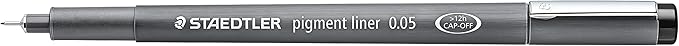 Staedtler Pigment Liner Pack, Black, 6 Pens, Assorted Line Widths, 0.05mm, 0.1mm, 0.2mm, 0.3mm, 0.5mm, 0.8mm