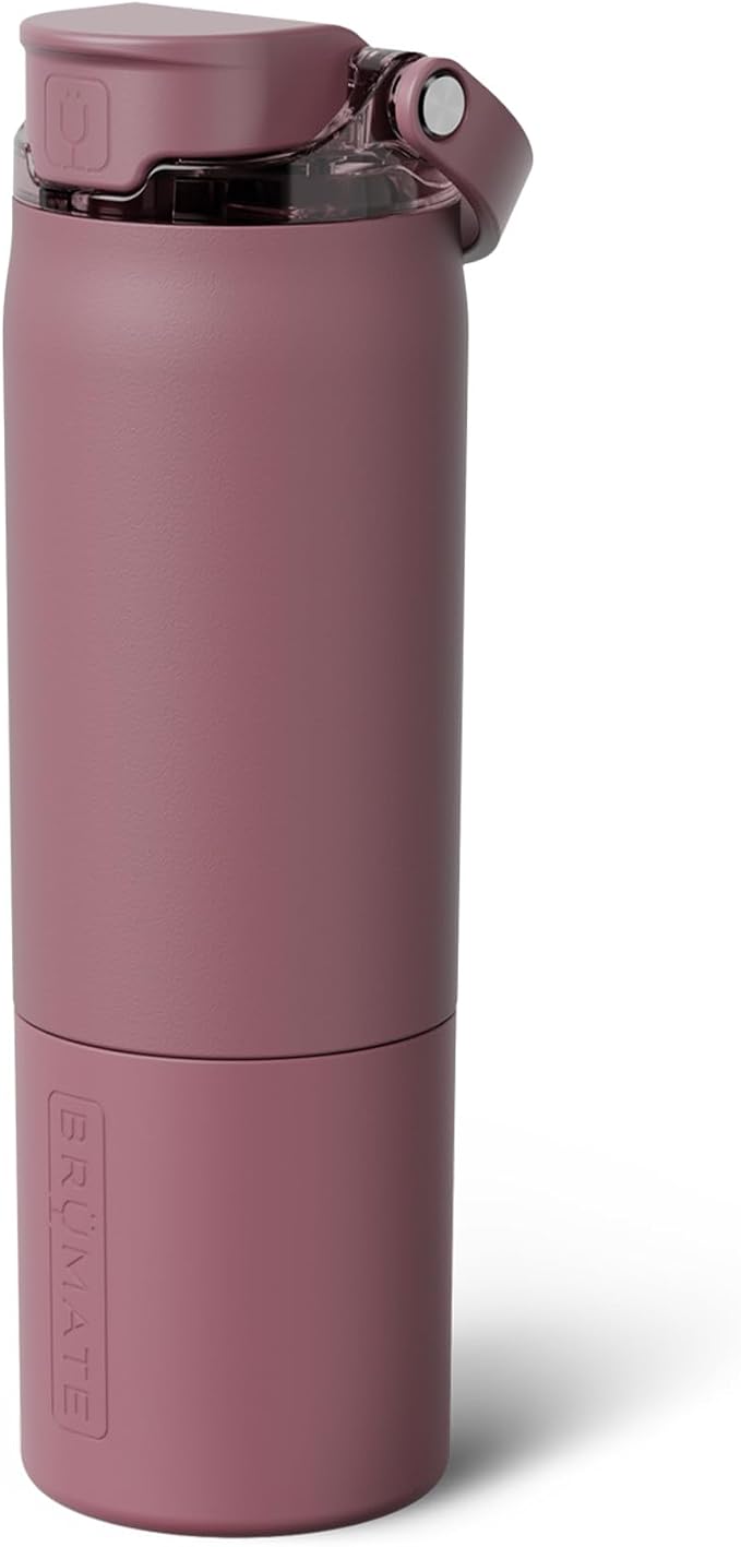 BrüMate Rise 25oz Water Bottle With 100% Leakproof Covered Silicone Straw | Insulated Stainless Steel Water Bottle | Cup-Holder Friendly | Fast Flow | Soft Sip Silicone Spout | BPA-Free (Rose Taupe)