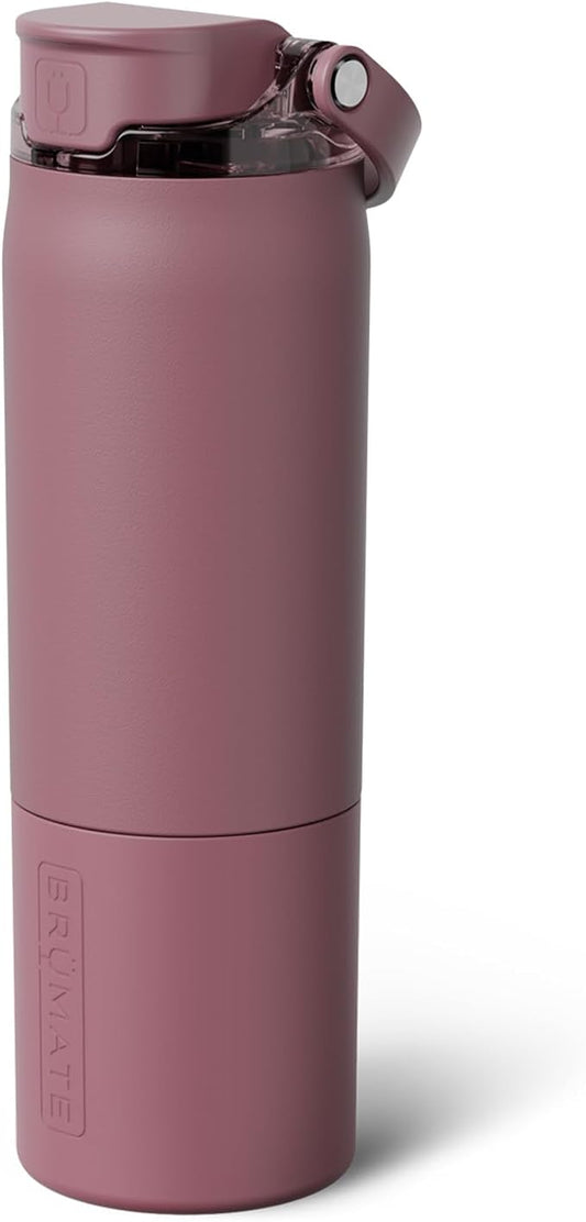 BrüMate Rise 25oz Water Bottle With 100% Leakproof Covered Silicone Straw | Insulated Stainless Steel Water Bottle | Cup-Holder Friendly | Fast Flow | Soft Sip Silicone Spout | BPA-Free (Rose Taupe)