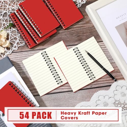 Jutom 54 Pcs Small Spiral Notebook Memo Pad 3x5, Red