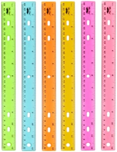 Mr. Pen- Transparent Rulers with Holes for Three-Ring Binders, 12", 6 Pack