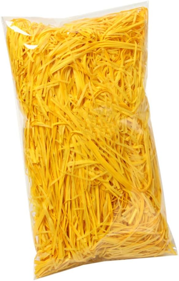 Raffia Paper Shreds, 100g Shredded Paper for Gift Box, Crinkle Cut Paper Shred Filler for Gift Wrapping & Basket Filling(Yellow)