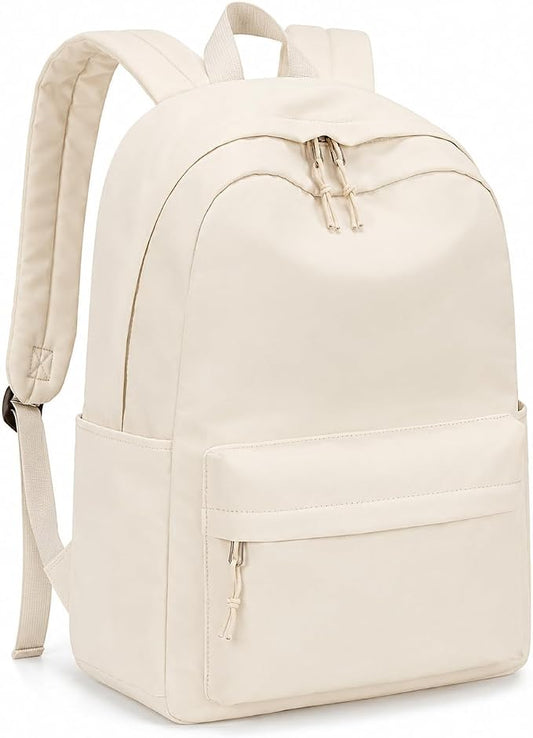 LOIDOU Backpack for Girls School Backpacks Bookbags for Elementary Middle School Women Laptop Backpacks (Pure Beige, L-17)