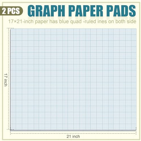 Ctosree 2 Pack Large Graph Paper Pads 17 x 22 in, 5x5 Quad Ruled Grid Paper