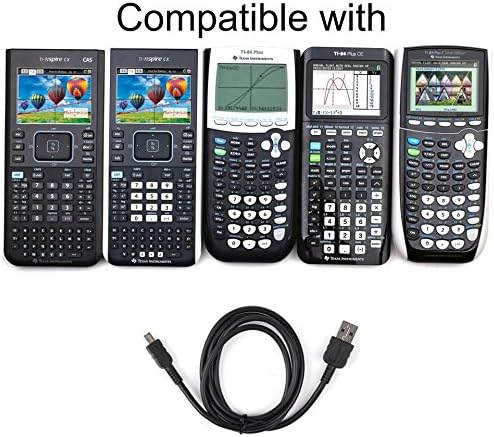 Guerrilla USB cable for TI 84 Plus, TI 84 Plus C Silver Edition, TI 89 Titanium, TI Nspire CX & CX CAS graphing calculators, Black