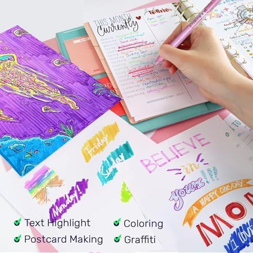 YOOUSOO Erasable Highlighters, Bible Highlighters No Bleed, Dual Tip Pastel Erasable Highlighter Assorted Colors, Color Tip & Eraser Tip Highlighter Markers for Bibles Journaling School Supplies
