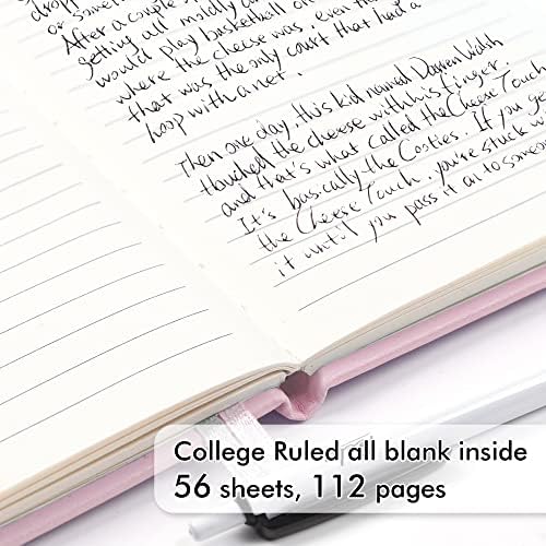 feela 3 Pack Pocket Small Notebook Journals, Mini Cute Memo Notepad Hardcover College Ruled Lined Journals with Pen Holder for Women Girls Office School, with 3 Black Pens, 3.5”x 5.5”, A6, Rose Pink