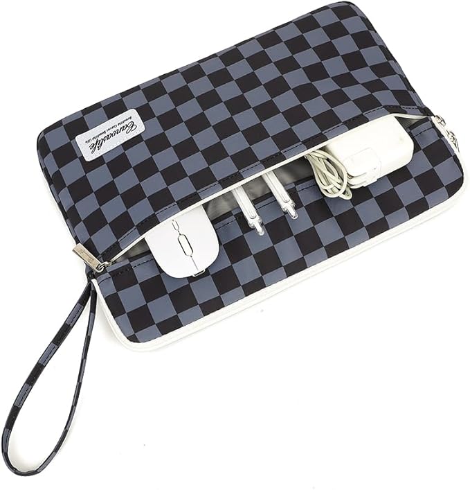 Canvaslife Laptop Sleeve Case Cover with Pocket for MacBook Pro 14 inch and 14 inch-14.4 inch HP, Lenovo, Dell, ASUS, Acer Notebook Computer (Black Checker)