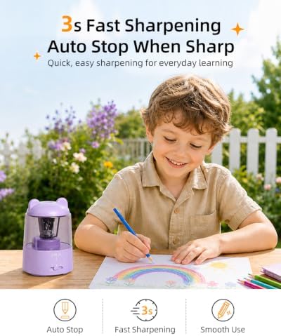 ZMOL Rechargeable Electric Pencil Sharpener for Colored Pencils Purple