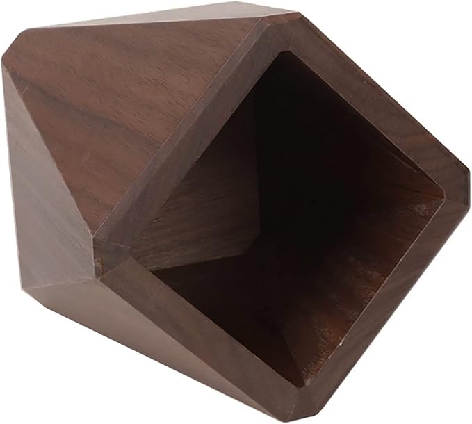 Black Walnut Wooden Pencil Box, Multiple-Use Desk Writing Stationary Organizer Wood Pen Holder Cups Office School Supplies Storage (Prismatic Shape)