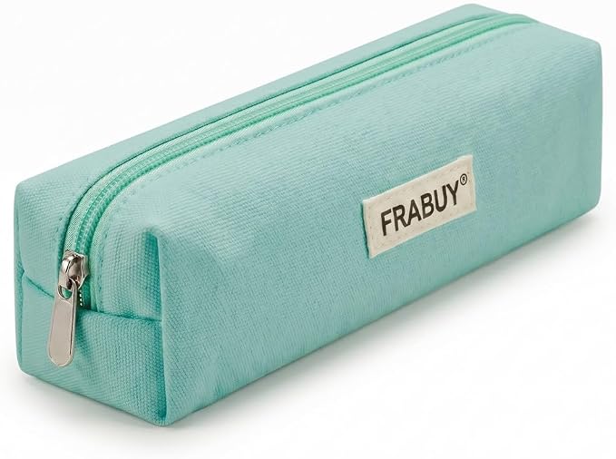 Canvas Pencil Case Pouch – Multipurpose Pen Bag Stationery Teal | Heavy-duty canvas, smooth alloy zipper, cute organizer for girls and boys, ideal for stationery, cosmetics, tech gear