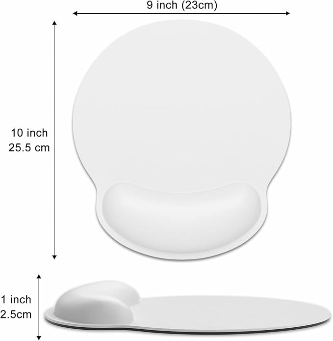 Dapesuom Ergonomic Mouse Pad with Wrist Support, Comfortable Memory Foam Wrist Rest for Easy Typing Pain Relief, Cute Computer Gaming Desktop Mouse Mat with Non-Slip Base for Laptop, Office, White