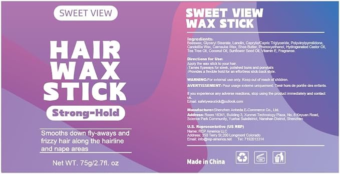 SWEET VIEW 3PCS Hair Wax Stick | Slick Back Hair Pomade/Balm/Gel for Tame Flyaways, Frizz, Sleek Ponytails, Buns, Styling Accessory for Women, Teen Girls