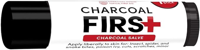 Charcoal First Activated Charcoal Salve Stick by Charcoal House - 100% Natural, Non-GMO Activated Carbon: Soothes Cuts,Bruises, Minor Burns, Bites & Itches - 0.15oz