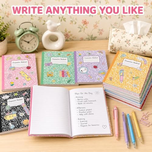 8 Pack Colorful Marble Composition Notebooks College Ruled 9-3/4 x 7-1/2''