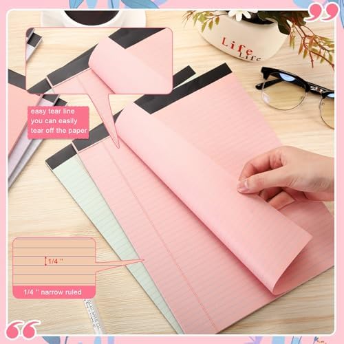Fuutreo 8 Pcs Legal Pads 8.5 x 11 Colored Note Pads, Sweet Color