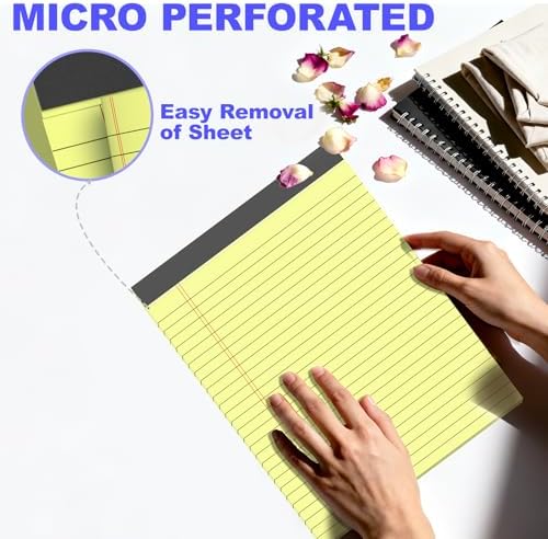 3 Pack Yellow Legal Pads 8.5 x 11 Inch, Wide Ruled Notepads Lined Memo Note Pads, 8.5x11 Inch Micro Perforated Writing Pads 30 Sheets Per Pad for Work Study Daily Note Taking List