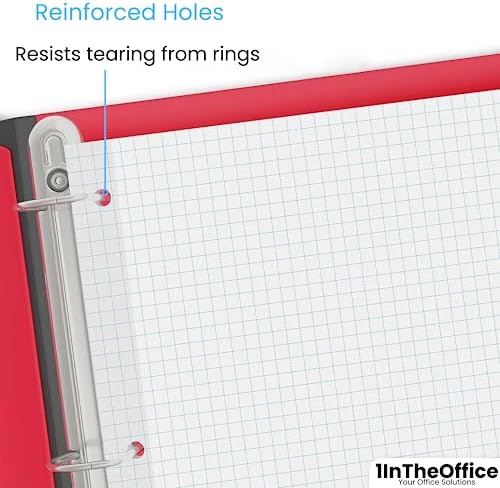 1InTheOffice Binder Graph Paper Loose Leaf, 3 Hole Small Graph Paper, 8x10.5 White, 160 Sheets/Pack