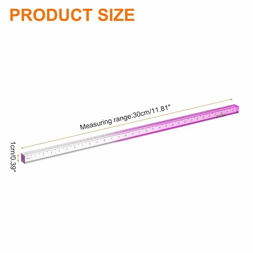 HARFINGTON Acrylic Clear Straight Rulers 30cm Metric Transparent Gradient Three-Dimensional Plastic Ruler Square Cube Measuring Tool for Classroom Office, Purple