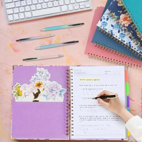 Hardcover Spiral Notebook 8.5" x 11" with Removable Dividers, 300 Pages 5 Subject College Ruled Notebook for Work with Tabs, A4 Spiral Journal for Women Men, School Students Note Taking, Purple Floral