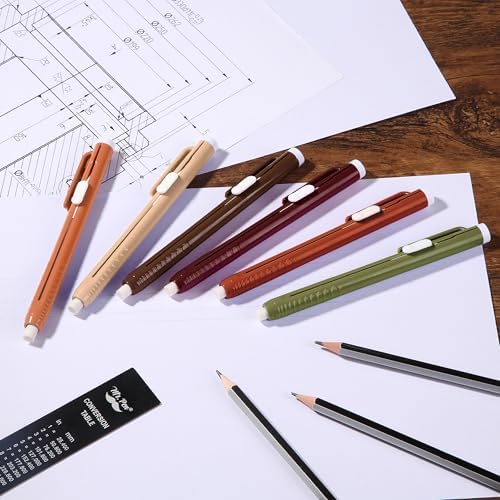 Mr. Pen- Retractable Mechanical Eraser Pens, 6 Pack, Earthy Colors | Latex-Free Precision Pencil Erasers for Artists, Students, Drawing, Sketching & Drafting