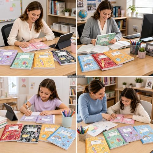 8 Pack Colorful Marble Composition Notebooks College Ruled 9-3/4 x 7-1/2''