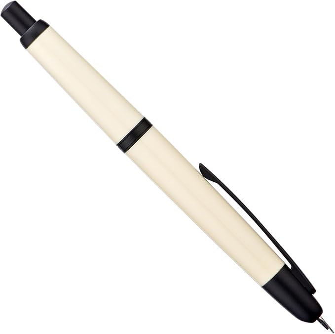 Jinhao 20 Press Fountain Pen, Ivory White Retractable Extra Fine Nib with Ink Converter Set (Black Clip)