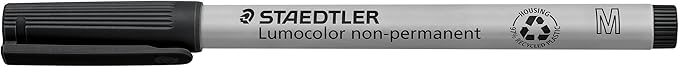 Staedtler Lumograph Non-Permanent, Wet Erase Marker Pens, Medium Tip Refillable Colored Markers, 4 Pack, 315 WP4