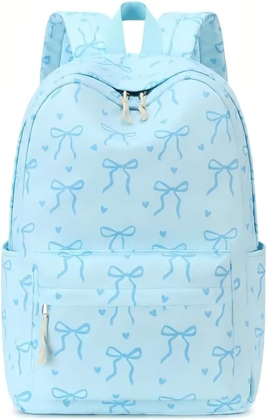 LOIDOU Backpack for Girls School Backpacks Bookbags for Elementary Middle School Women Laptop Backpacks (Bow Tie BLUE, L-17)